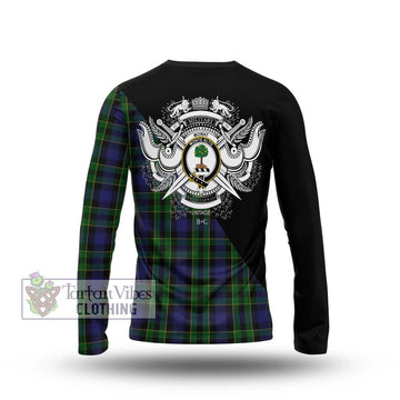 Mowat Tartan Long Sleeve T-Shirt with Family Crest and Military Logo Style - Tartan Vibes Clothing