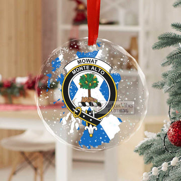 Mowat Clan Crest Christmas Glass Ornament with Scotland Map - 2D-tartanvibesclothing