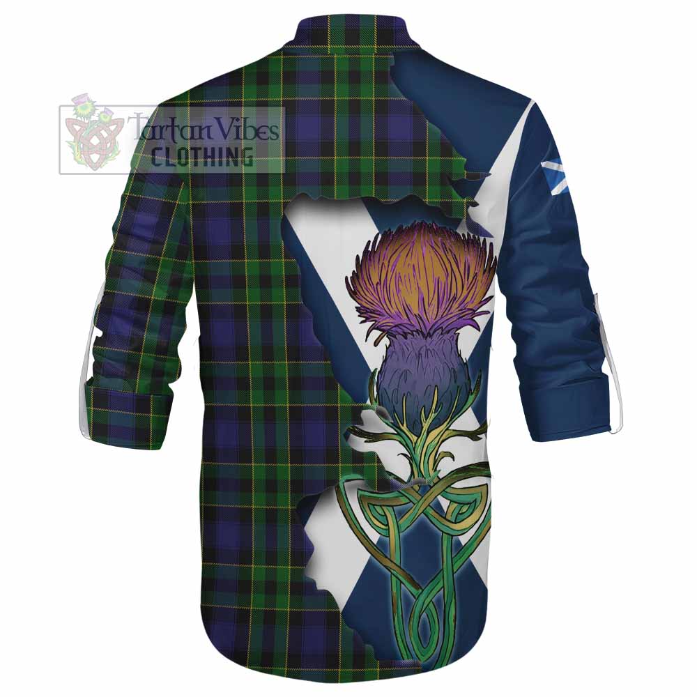 Tartan Vibes Clothing Mowat Tartan Family Crest Ghillie Kilt Shirt Scottish Thistle Celtic Inspired