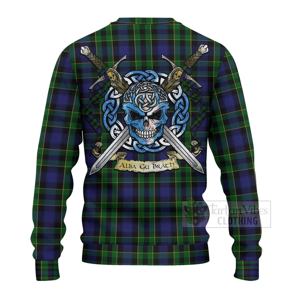 Mowat Tartan Ugly Sweater with Family Crest Celtic Skull Style - Tartan Vibes Clothing