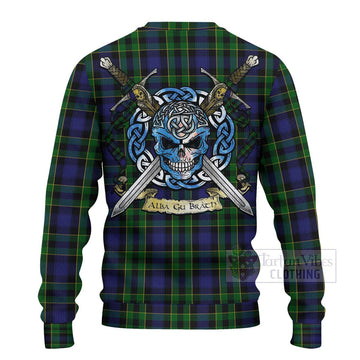 Mowat Tartan Ugly Sweater with Family Crest Celtic Skull Style - Tartan Vibes Clothing