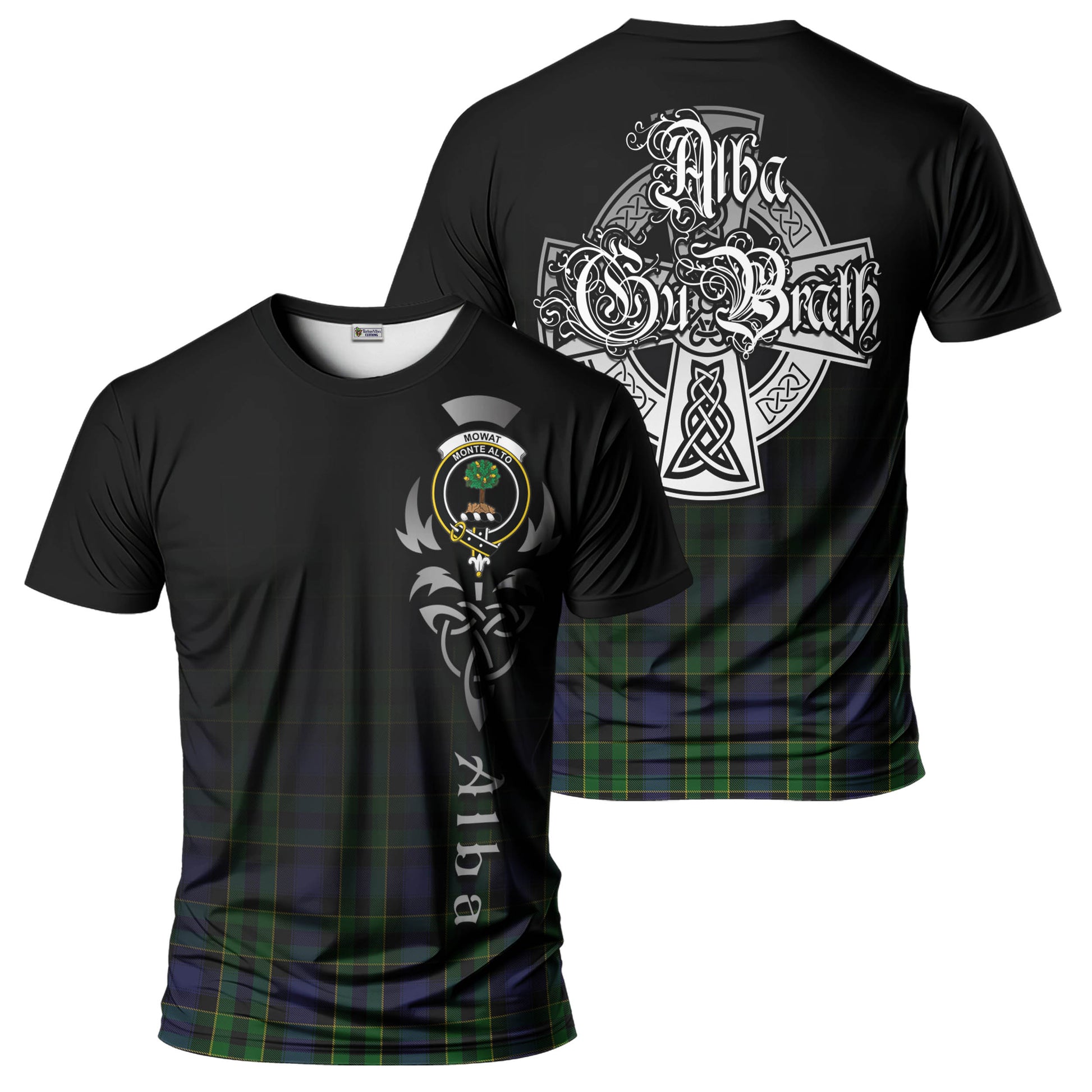 Mowat Tartan T-Shirt Featuring Alba Gu Brath Family Crest Celtic Inspired - Tartan Vibes Clothing
