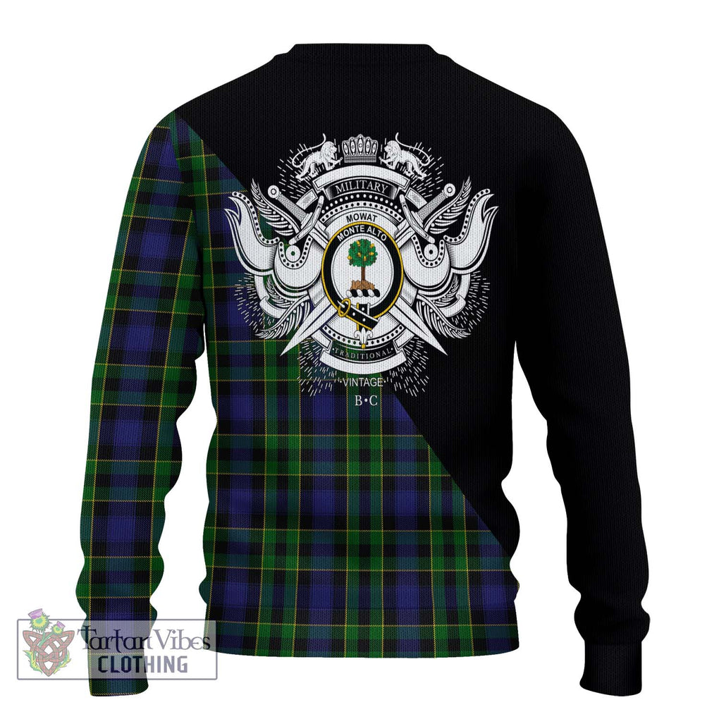 Mowat Tartan Ugly Sweater with Family Crest and Military Logo Style - Tartan Vibes Clothing