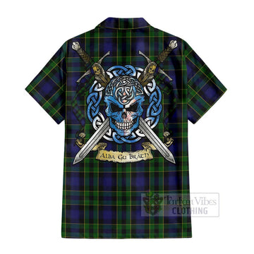 Mowat Tartan Hawaiian Shirt with Family Crest Celtic Skull Style - Tartan Vibes Clothing