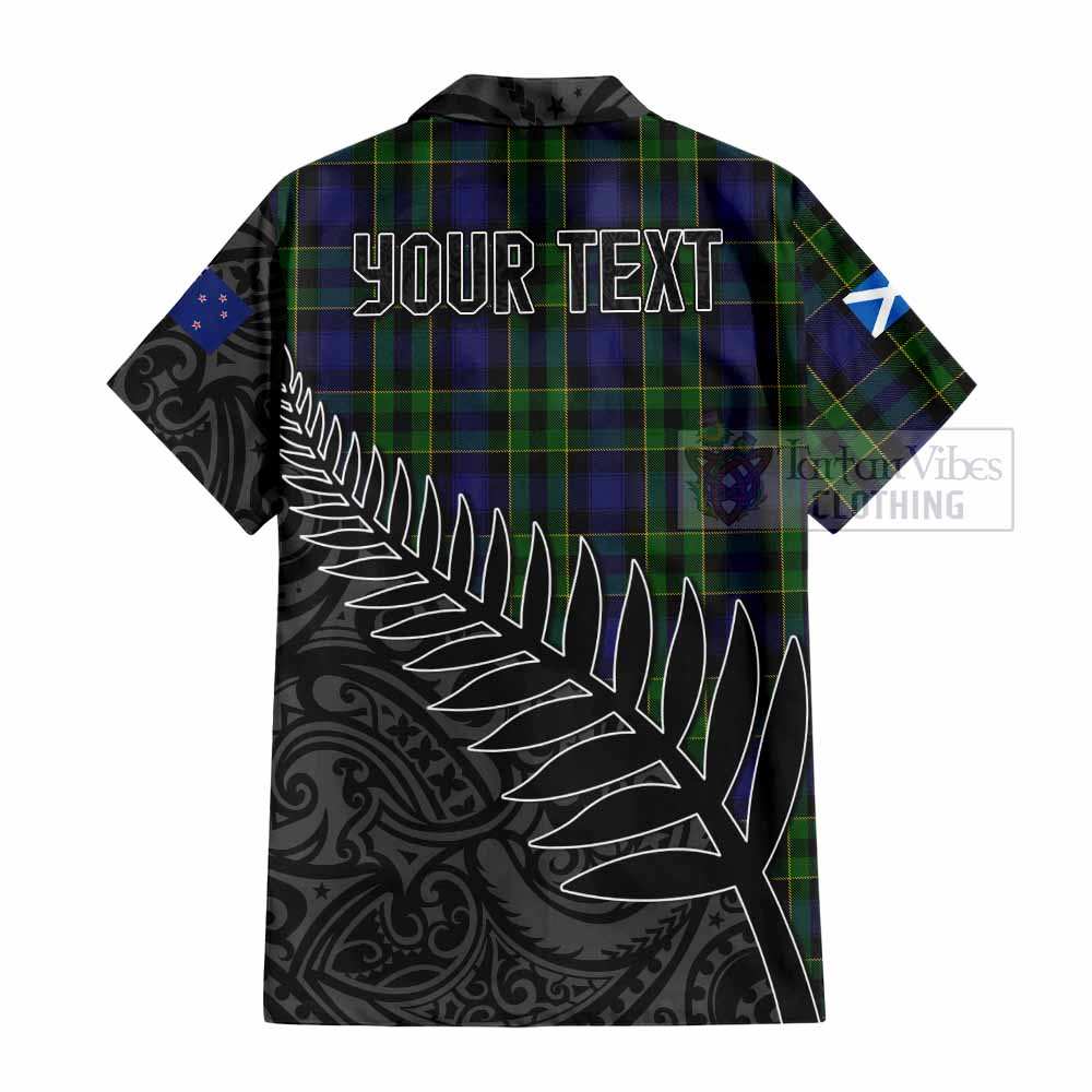 Mowat Crest Tartan Hawaiian Shirt with New Zealand Silver Fern Half Style - Tartan Vibes Clothing