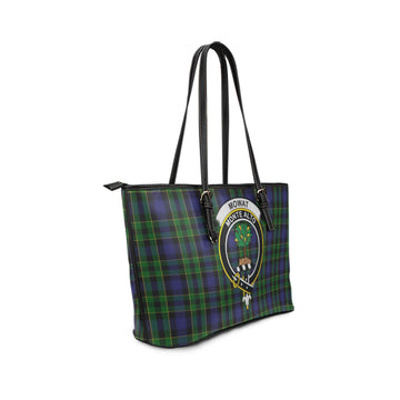 Mowat Tartan Leather Tote Bag with Family Crest