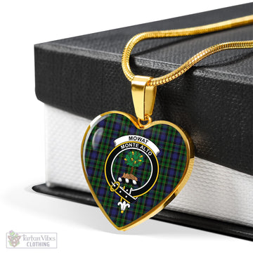 Mowat Tartan Heart Necklace with Family Crest - Tartan Vibes Clothing
