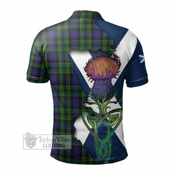 Tartan Vibes Clothing Mowat Tartan Family Crest Polo Shirt Scottish Thistle Celtic Inspired