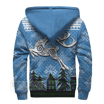 Mowat Clan Christmas Sherpa Hoodie Celtic Reindeer Style - Tartan Vibes Clothing
