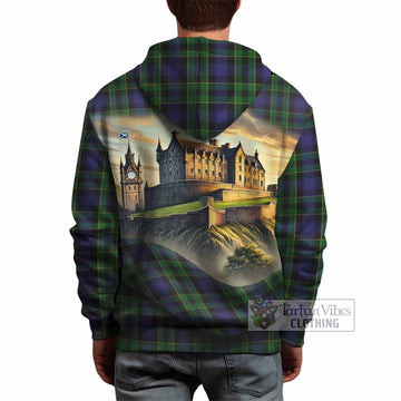 Mowat Tartan Family Crest Hoodie with Scottish Ancient Castle Style - Tartan Vibes Clothing