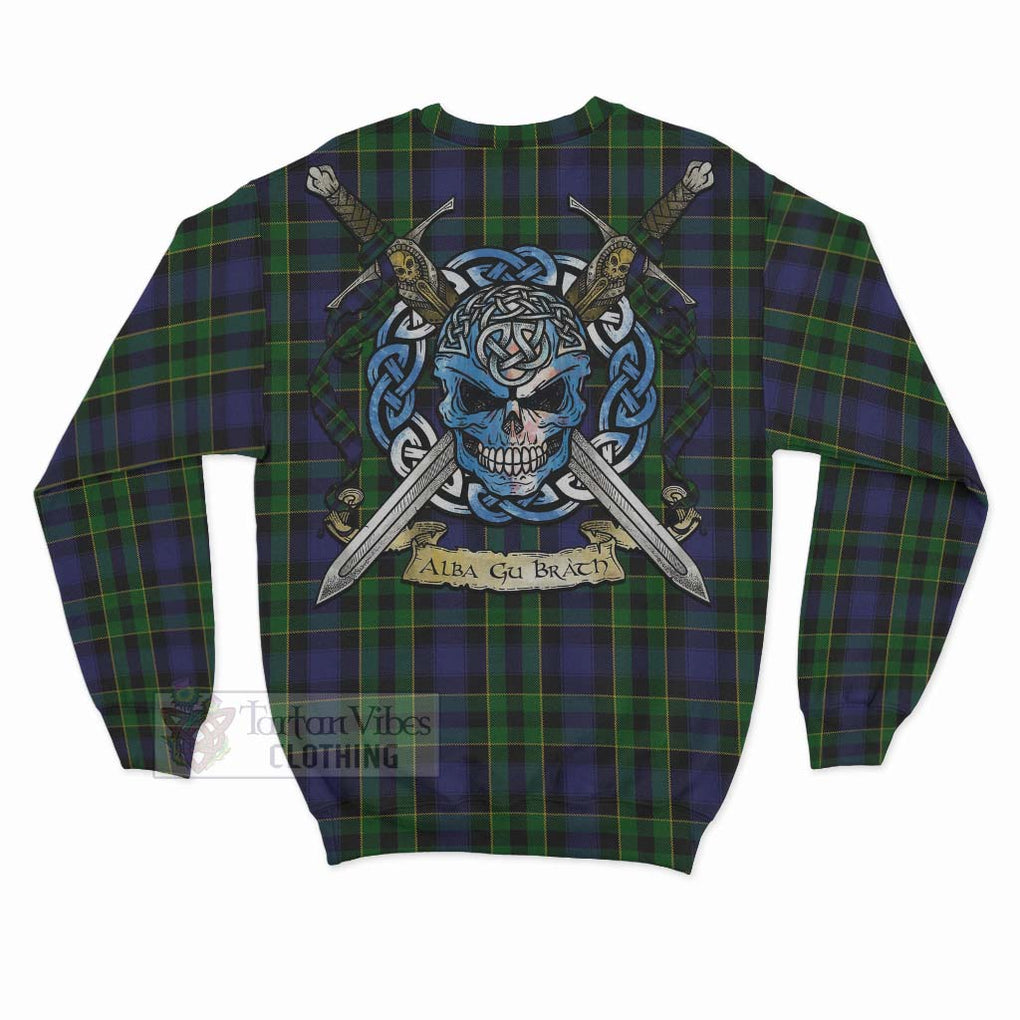 Mowat Tartan Sweatshirt with Family Crest Celtic Skull Style - Tartan Vibes Clothing