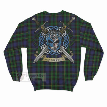 Mowat Tartan Sweatshirt with Family Crest Celtic Skull Style - Tartan Vibes Clothing