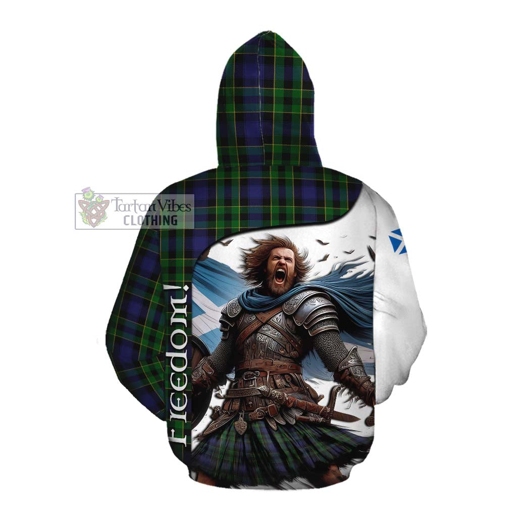 Tartan Vibes Clothing Mowat Crest Tartan Cotton Hoodie Inspired by the Freedom of Scottish Warrior
