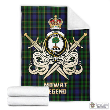 Mowat Tartan Blanket with Clan Crest and the Golden Sword of Courageous Legacy - Tartan Vibes Clothing