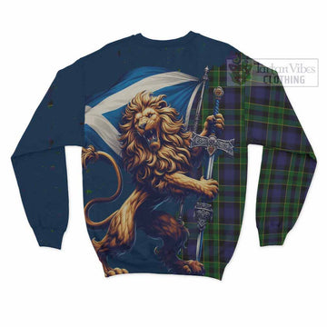 Mowat Tartan Family Crest Sweatshirt with Scottish Majestic Lion - Tartan Vibes Clothing