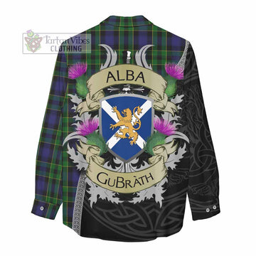 Mowat Tartan Family Crest Women's Casual Shirt Lion Rampant Royal Thistle Shield Celtic Inspired - Tartan Vibes Clothing