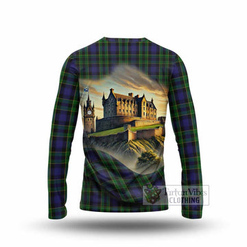 Mowat Tartan Family Crest Long Sleeve T-Shirt with Scottish Ancient Castle Style - Tartan Vibes Clothing