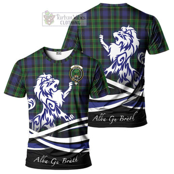 Mowat Tartan Cotton T-shirt with Alba Gu Brath Regal Lion Emblem Women's Shirt - Tartan Vibes Clothing