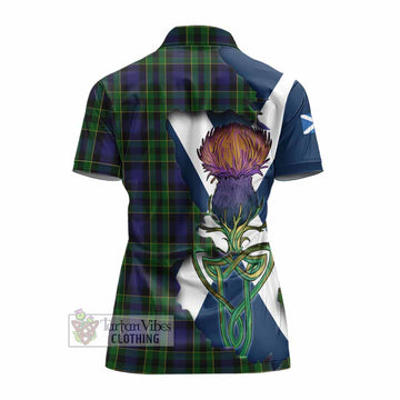 Tartan Vibes Clothing Mowat Tartan Family Crest Women's Polo Shirt Scottish Thistle Celtic Inspired