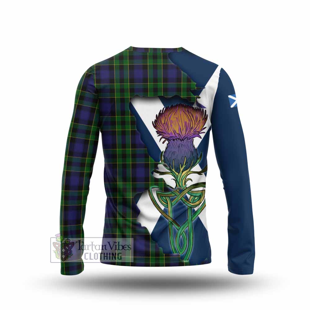 Tartan Vibes Clothing Mowat Tartan Family Crest Long Sleeve T-Shirt Scottish Thistle Celtic Inspired
