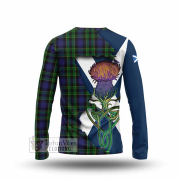 Tartan Vibes Clothing Mowat Tartan Family Crest Long Sleeve T-Shirt Scottish Thistle Celtic Inspired