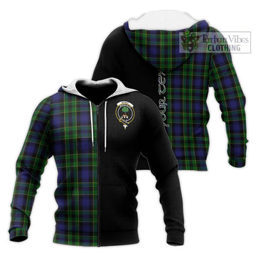Mowat Tartan Knitted Hoodie with Family Crest and Half Of Me Style Unisex Knitted Zip Hoodie - Tartan Vibes Clothing
