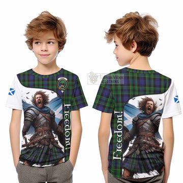 Tartan Vibes Clothing Mowat Crest Tartan Kid T-Shirt Inspired by the Freedom of Scottish Warrior