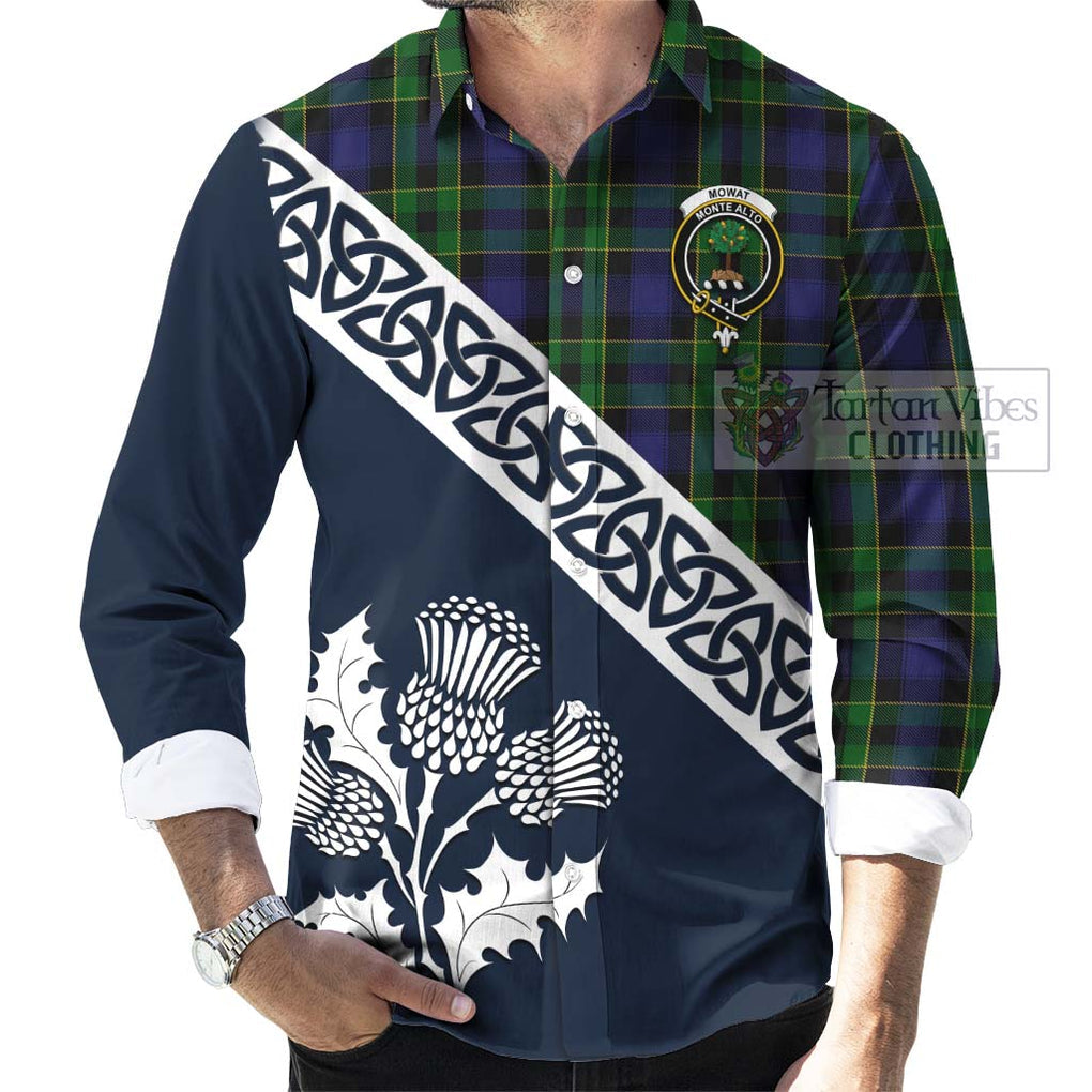Mowat Tartan Long Sleeve Button Shirt Featuring Thistle and Scotland Map Men's Shirt - Tartan Vibes Clothing