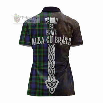 Mowat Tartan Family Crest Women's Polo Shirt Alba Gu Brath Be Brave Lion Ancient Style - Tartan Vibes Clothing