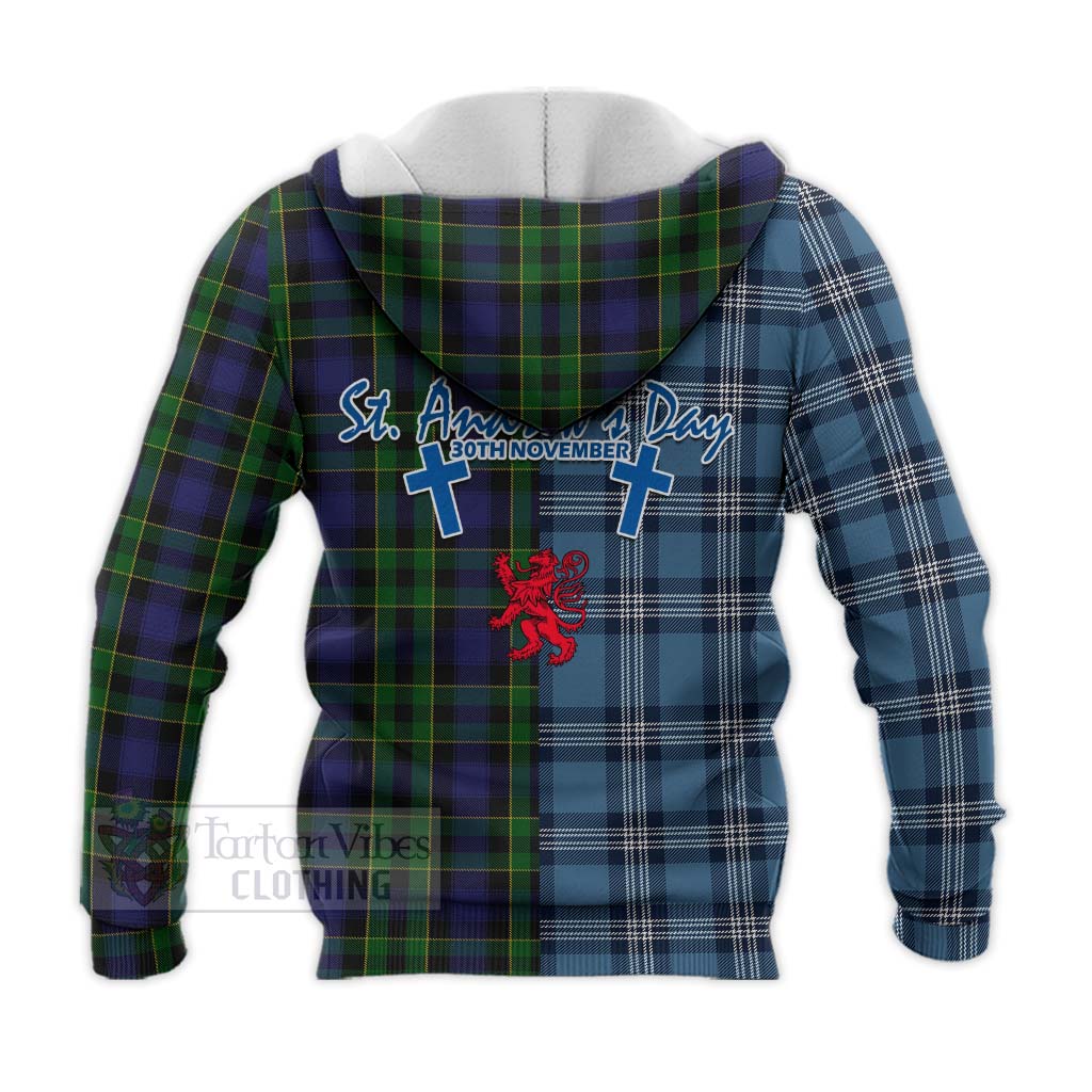 Mowat Tartan Knitted Hoodie Happy St. Andrew's Day Half Tartan Style - Tartan Vibes Clothing