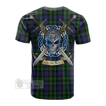 Mowat Tartan Cotton T-shirt with Family Crest Celtic Skull Style Men's Shirt - Tartan Vibes Clothing