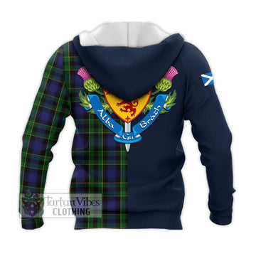 Mowat Tartan Knitted Hoodie Alba with Scottish Lion Royal Arm Half Style - Tartan Vibes Clothing