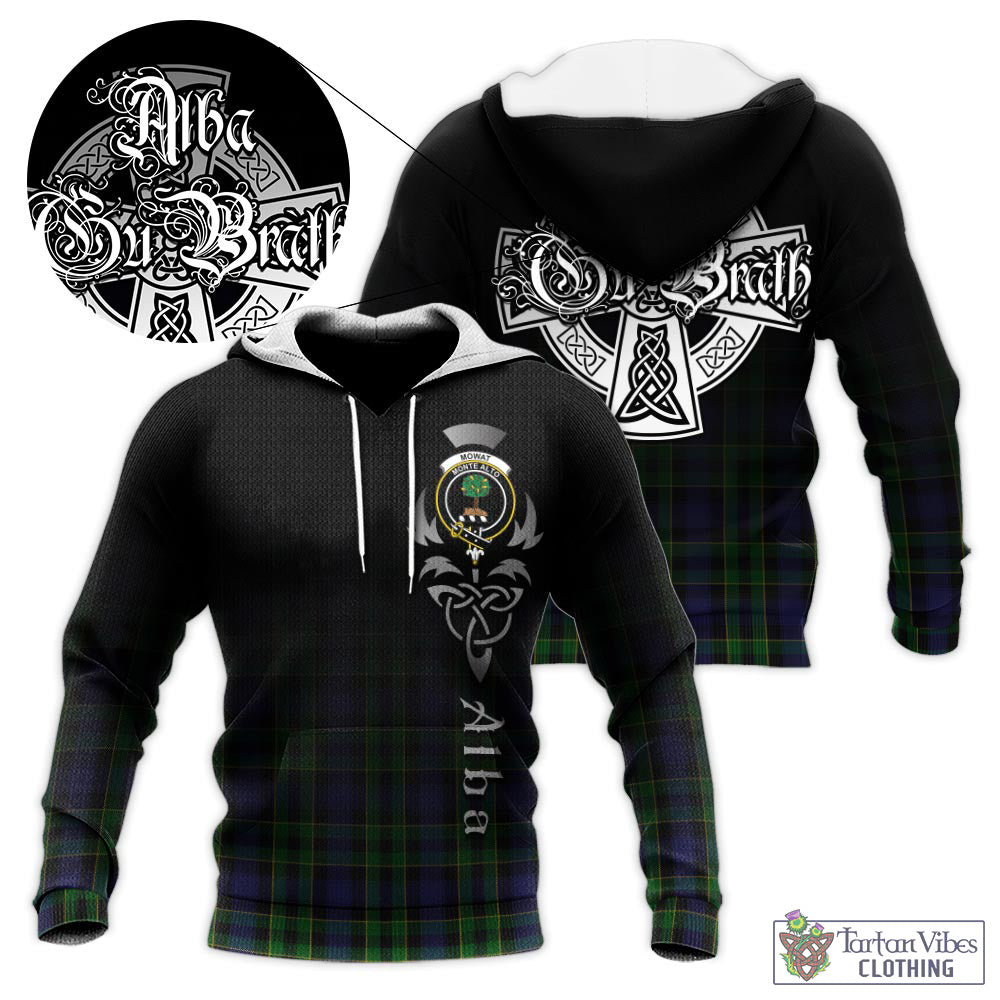 Mowat Tartan Knitted Hoodie Featuring Alba Gu Brath Family Crest Celtic Inspired - Tartan Vibes Clothing
