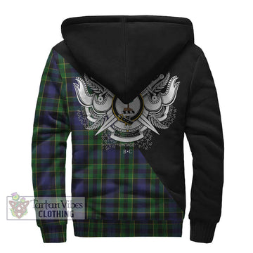 Mowat Tartan Sherpa Hoodie with Family Crest and Military Logo Style - Tartan Vibes Clothing