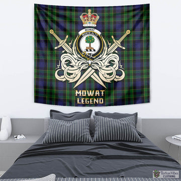 Mowat Tartan Tapestry with Clan Crest and the Golden Sword of Courageous Legacy - Tartan Vibes Clothing