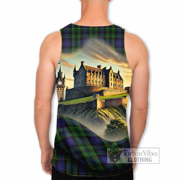 Mowat Tartan Family Crest Men's Tank Top with Scottish Ancient Castle Style - Tartan Vibes Clothing