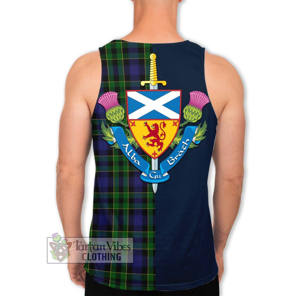 Mowat Tartan Men's Tank Top Alba with Scottish Lion Royal Arm Half Style - Tartan Vibes Clothing