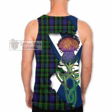 Tartan Vibes Clothing Mowat Tartan Family Crest Men's Tank Top Scottish Thistle Celtic Inspired