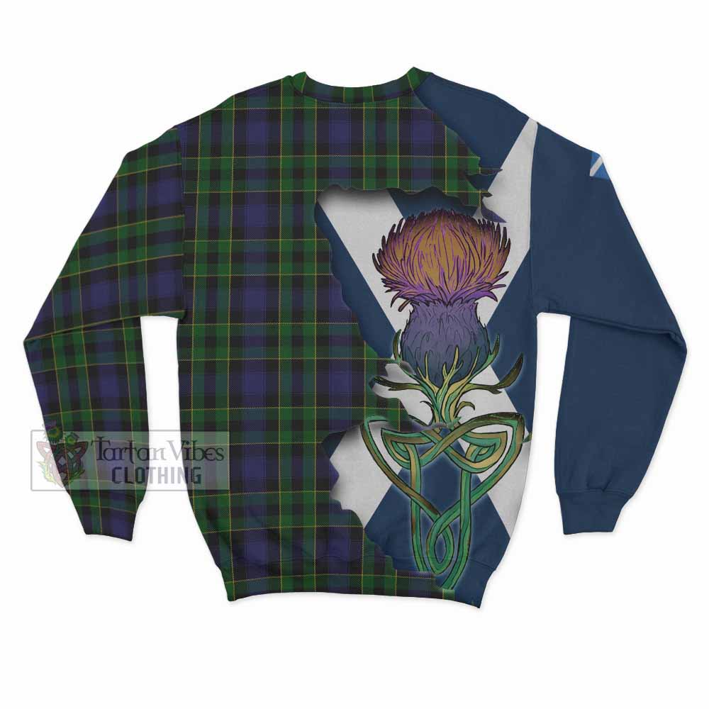 Tartan Vibes Clothing Mowat Tartan Family Crest Sweatshirt Scottish Thistle Celtic Inspired
