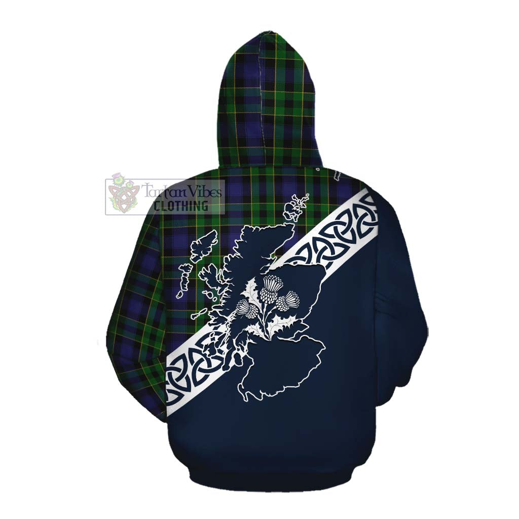 Mowat Tartan Cotton Hoodie Featuring Thistle and Scotland Map Pullover Hoodie - Tartan Vibes Clothing