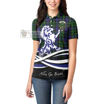 Mowat Tartan Women's Polo Shirt with Alba Gu Brath Regal Lion Emblem - Tartan Vibes Clothing