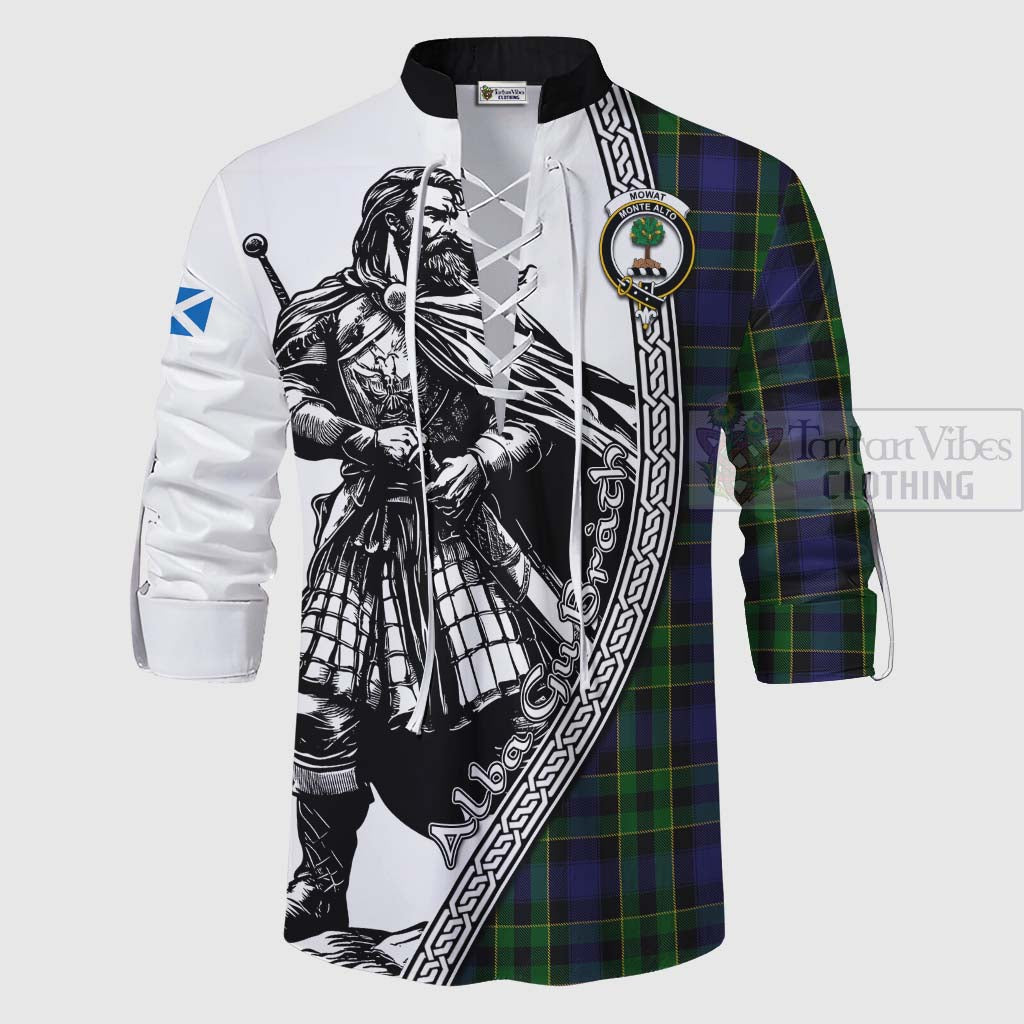 Mowat Tartan Clan Crest Ghillie Kilt Shirt with Highlander Warrior Celtic Style - Tartan Vibes Clothing