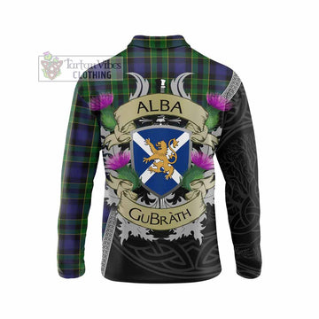 Mowat Tartan Family Crest Long Sleeve Polo Shirt Lion Rampant Royal Thistle Shield Celtic Inspired - Tartan Vibes Clothing