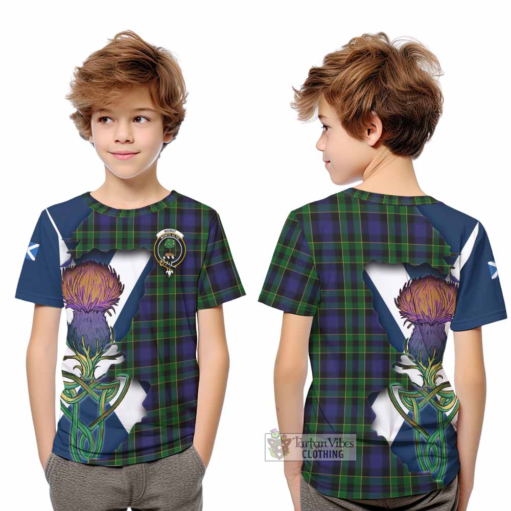 Tartan Vibes Clothing Mowat Tartan Family Crest Kid T-Shirt Scottish Thistle Celtic Inspired