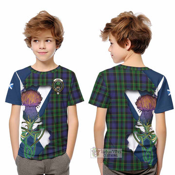 Tartan Vibes Clothing Mowat Tartan Family Crest Kid T-Shirt Scottish Thistle Celtic Inspired