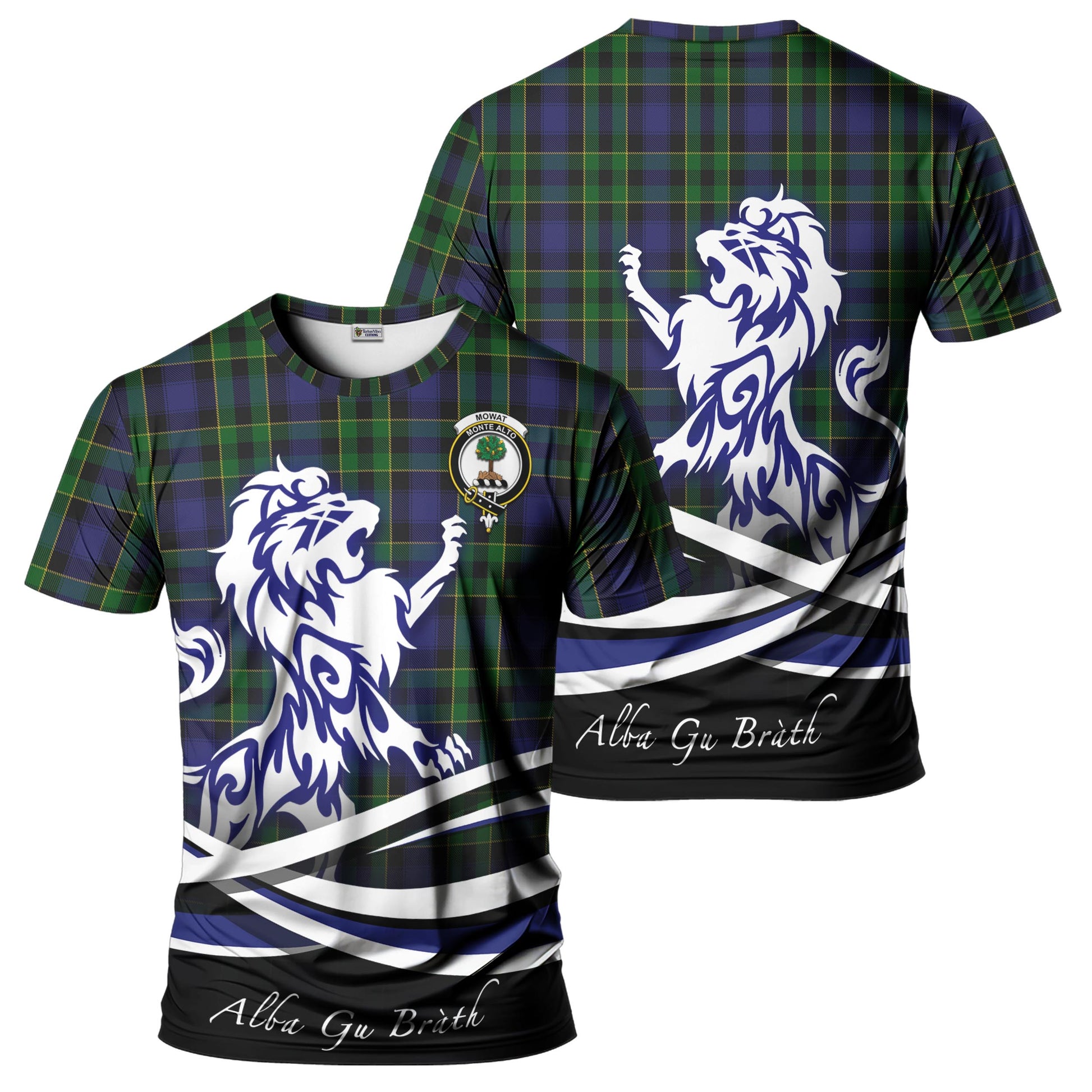 Mowat Tartan T-Shirt with Alba Gu Brath Regal Lion Emblem - Tartan Vibes Clothing