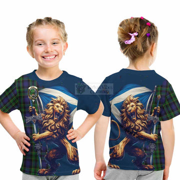Mowat Tartan Family Crest Kid T-Shirt with Scottish Majestic Lion - Tartan Vibes Clothing