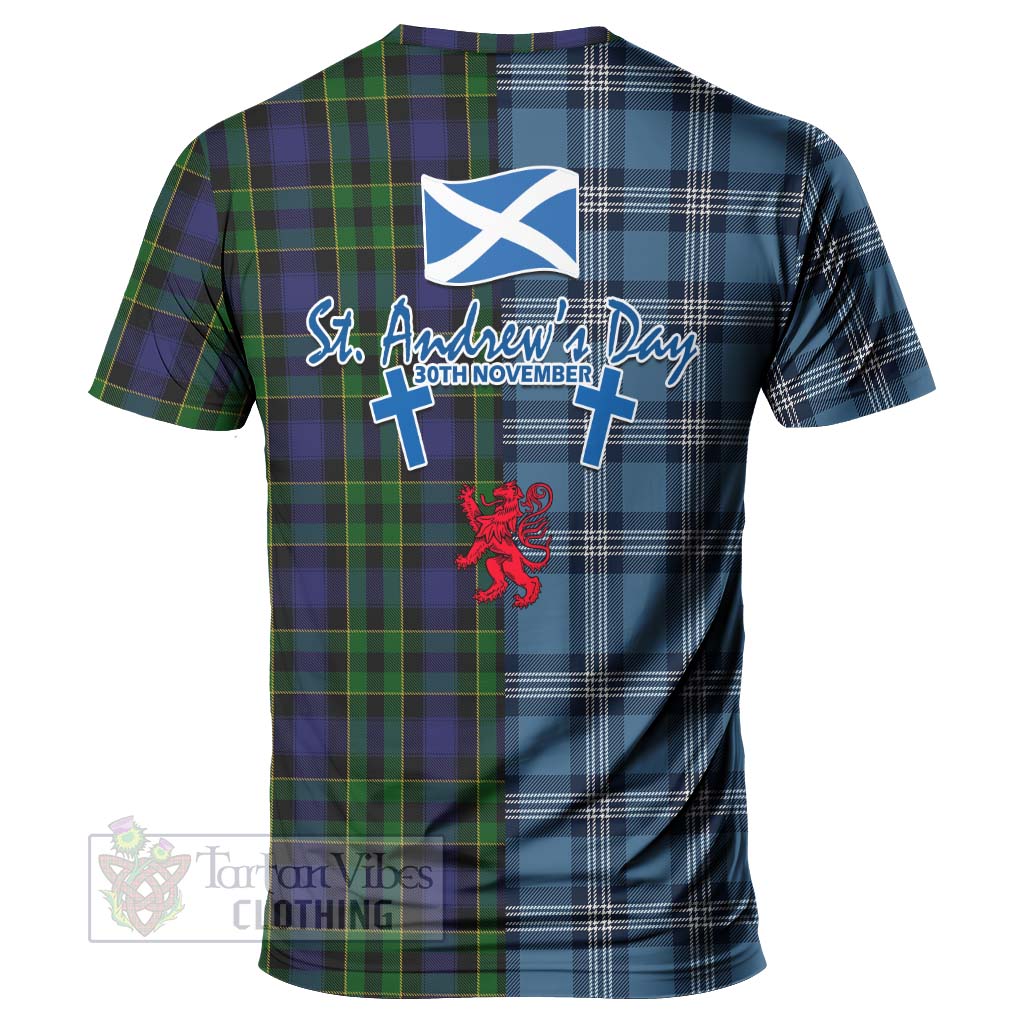 Mowat Tartan T-Shirt Happy St. Andrew's Day Half Tartan Style - Tartan Vibes Clothing