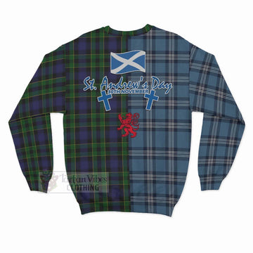 Mowat Tartan Sweatshirt Happy St. Andrew's Day Half Tartan Style - Tartan Vibes Clothing