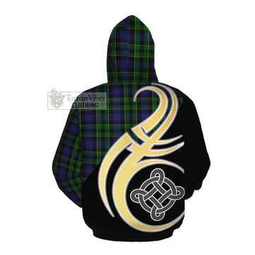 Mowat Tartan Cotton Hoodie with Family Crest and Celtic Symbol Style Pullover Hoodie - Tartan Vibes Clothing